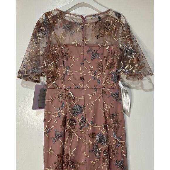 JS Collections Daphne Embroidered Flutter-Sleeve Gown Blush Multi Size 8 NWT - Picture 14 of 16